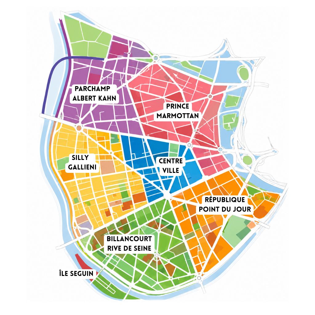 Quartier et prixau m² Boulogne Billancourt - Bubl
